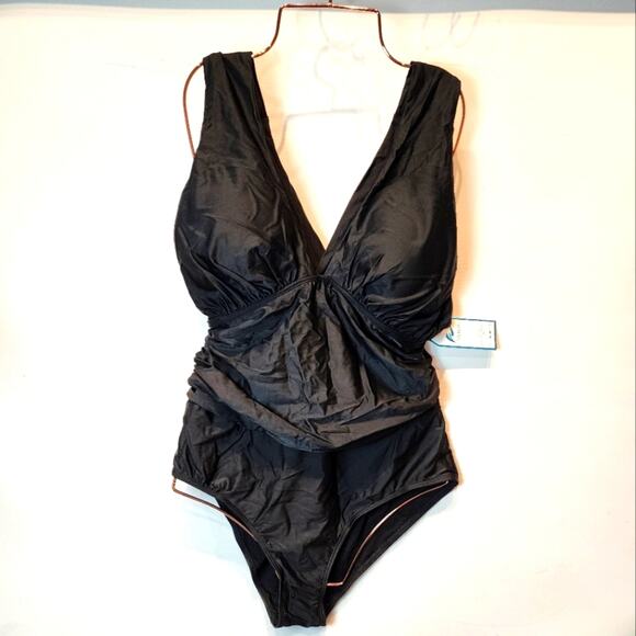 New Black One Piece Swimsuit Sexy Bathing Suit Peek A Boo Size XL - Picture 1 of 16